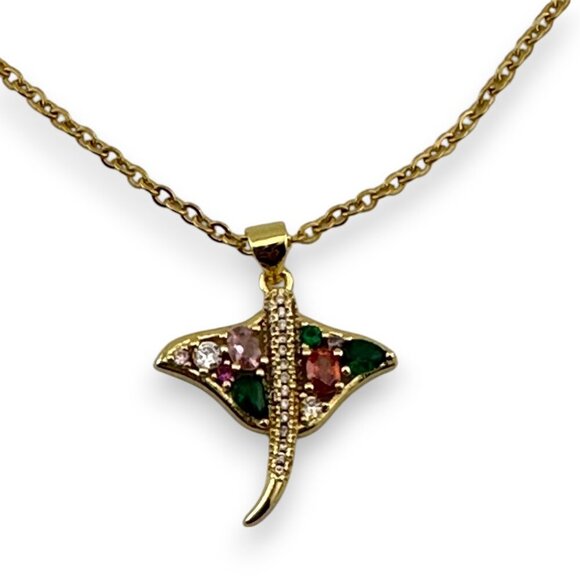 18KT Gold Filled Manta Ray Necklace - Picture 1 of 16